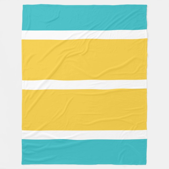 Simple Stripes - Turquoise and yellow Fleece Blanket (Front)