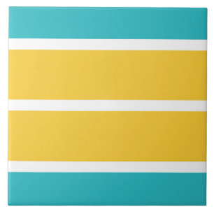 Simple Stripes - Turquoise and yellow Tile