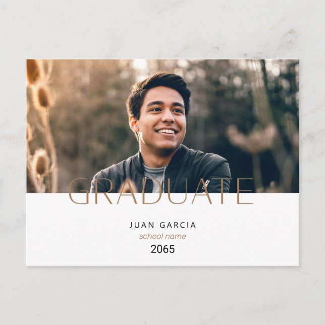 Simple Student Photo Graduation Announcement Postcard (Front)