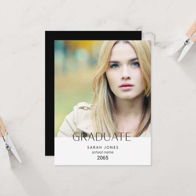 Simple Student Photo Graduation Small Announcement (Front/Back In Situ)