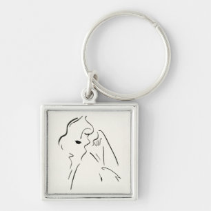 Simple Study - Sketch of a Lady Key Ring