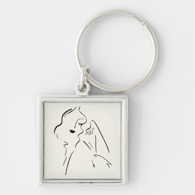 Simple Study - Sketch of a Lady Key Ring (Front)