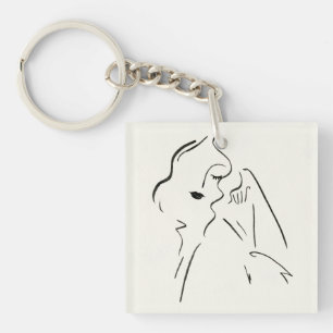 Simple Study - Sketch of a Lady Key Ring