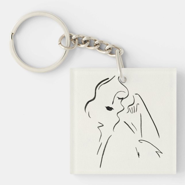 Simple Study - Sketch of a Lady Key Ring (Front)