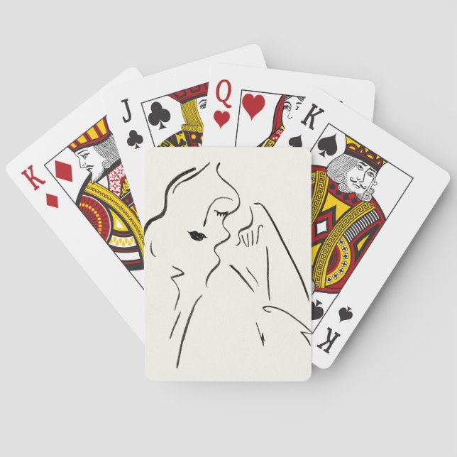 Simple Study - Sketch of a Lady Playing Cards (Back)