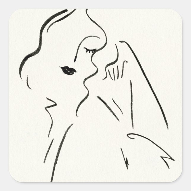 Simple Study - Sketch of a Lady Square Sticker (Front)
