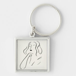 Simple Study - Sketch of a Woman Key Ring