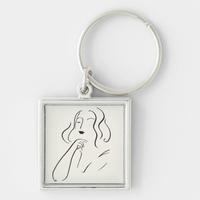 Simple Study - Sketch of a Woman Key Ring (Front)