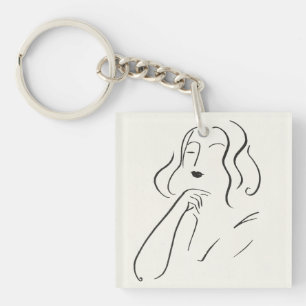 Simple Study - Sketch of a Woman Key Ring