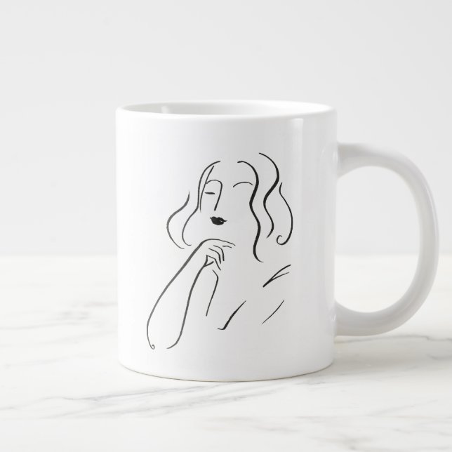 Simple Study - Sketch of a Woman Large Coffee Mug (Right)