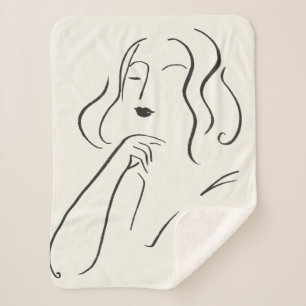 Simple Study - Sketch of a Woman Sherpa Blanket