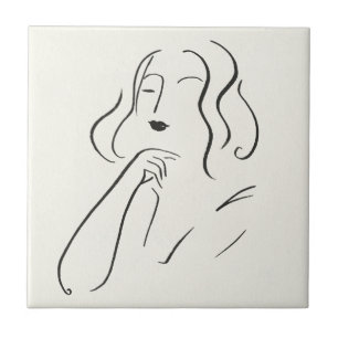 Simple Study - Sketch of a Woman Tile