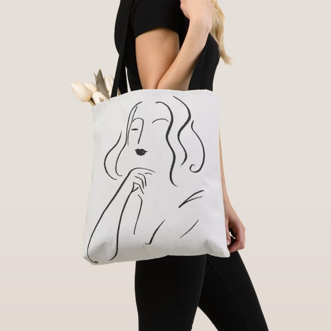 Simple Study - Sketch of a Woman Tote Bag (Close Up)