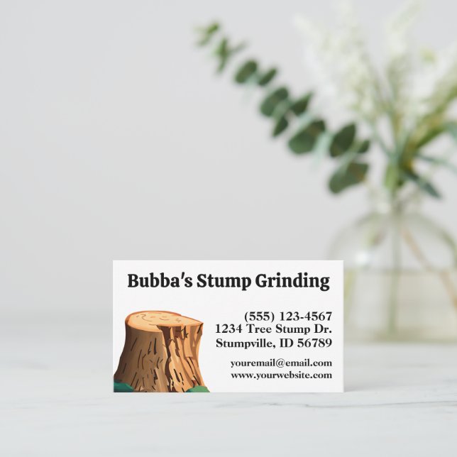Simple Stump Grinding Business Card (Standing Front)