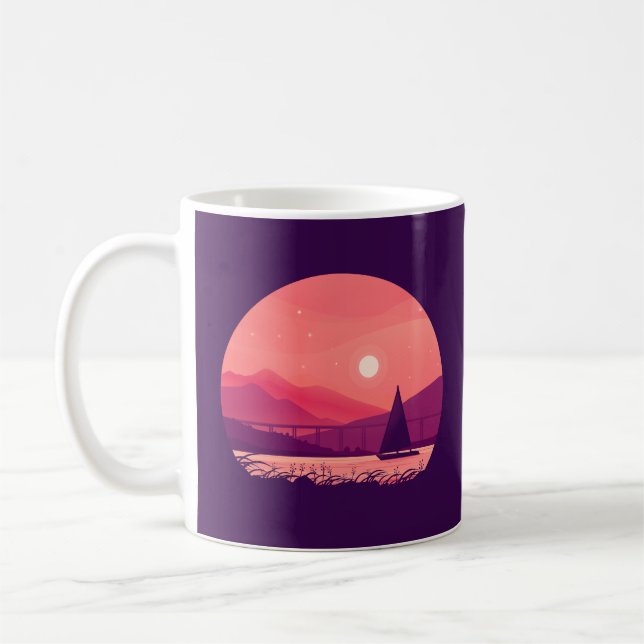 Simple Stunning Landscape Sunset Minimalist Clean Coffee Mug (Left)