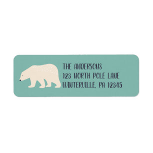 Simple Style Cream Polar Bear Green Return Address