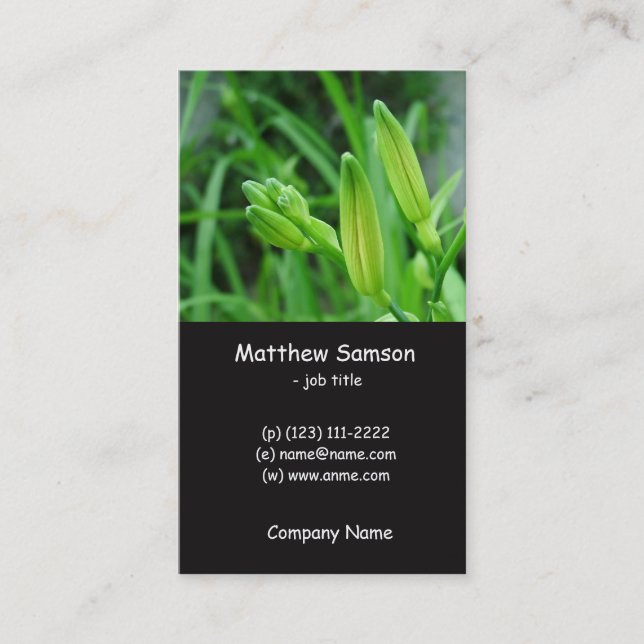simple style, green lily business card (Front)