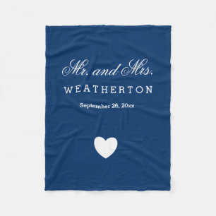 Simple Style Mr. and Mrs. Wedding Names Date A32 Fleece Blanket