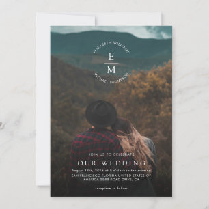 Simple Stylish 2 Photo Script Wedding  Invitation