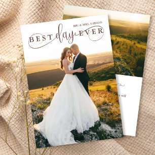 Simple Stylish Best Day Ever 2 Photo Thank You Card