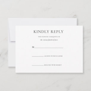 Simple Stylish Black White Monogram Formal Wedding RSVP Card