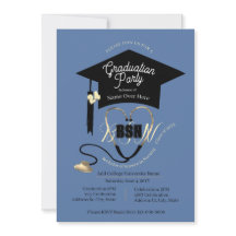 Simple Stylish Blue Editable Nurse Grad Party