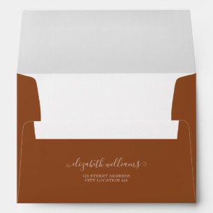 Simple Stylish Bohemian Script Terracotta Wedding Envelope