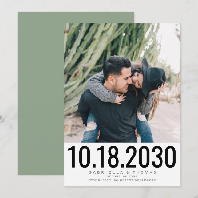 Simple Stylish Bold Photo Wedding Save The Date (Front/Back)