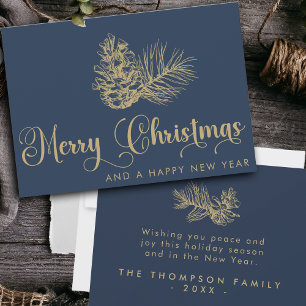 Simple Stylish Botanical Merry Christmas Script Holiday Card