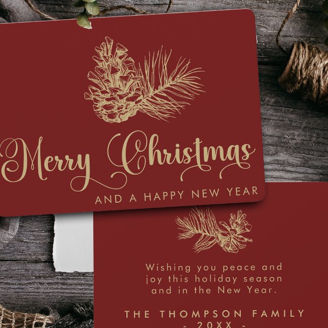 Simple Stylish Botanical Merry Christmas Script Holiday Card (Creator Uploaded)