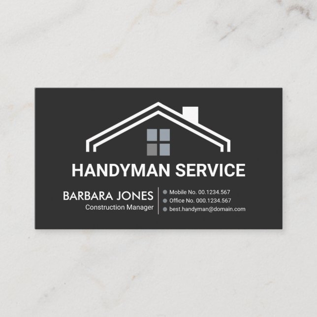 Simple Stylish Building Rooftop Handyman Builder Business Card (Front)