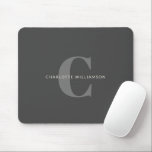 Simple Stylish Chic Monogram Name Black and Grey Mouse Mat<br><div class="desc">Simple Stylish Chic Monogram Name in Black and Grey Mouse Pad</div>
