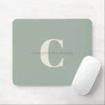 Simple Stylish Chic Monogram Name in Sage Green Mouse Mat<br><div class="desc">Simple Stylish Chic Monogram Name in Sage Green Mouse Pad</div>