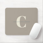 Simple Stylish Chic Monogram Name in Taupe Brown Mouse Mat<br><div class="desc">Simple Stylish Chic Monogram Name in Taupe Brown Mouse Pad</div>