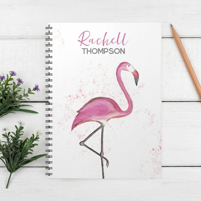 Simple Stylish Chic Pink Flamingo Watercolor Notebook (Creator Uploaded)