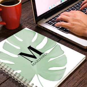 Simple Stylish Chic Tropical Green Palm Leaves Notebook