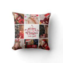 Simple & Stylish Christmas Photo Collage Throw Pil