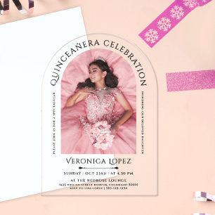 Simple Stylish Classic Quince Photo And Black Typo Acrylic Invitations