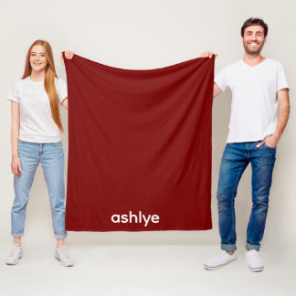 SIMPLE STYLISH CUSTOMIZED NAME DARK RED FLEECE BLANKET