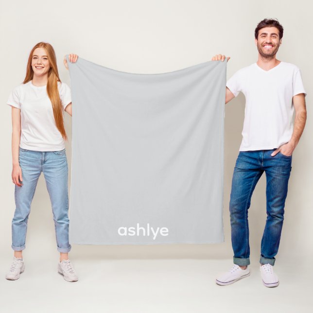 SIMPLE STYLISH CUSTOMIZED NAME LIGHT GREY FLEECE BLANKET (In Situ)