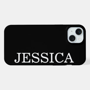 SIMPLE STYLISH CUSTOMIZED NAME MODERN BLACK iPhone 15 PLUS CASE