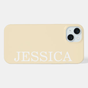SIMPLE STYLISH CUSTOMIZED NAME MODERN CREAM iPhone 15 PLUS CASE