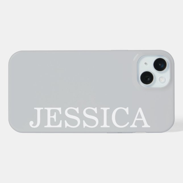 SIMPLE STYLISH CUSTOMIZED NAME MODERN LIGHT GREY  iPhone CASE (Back Horizontal)
