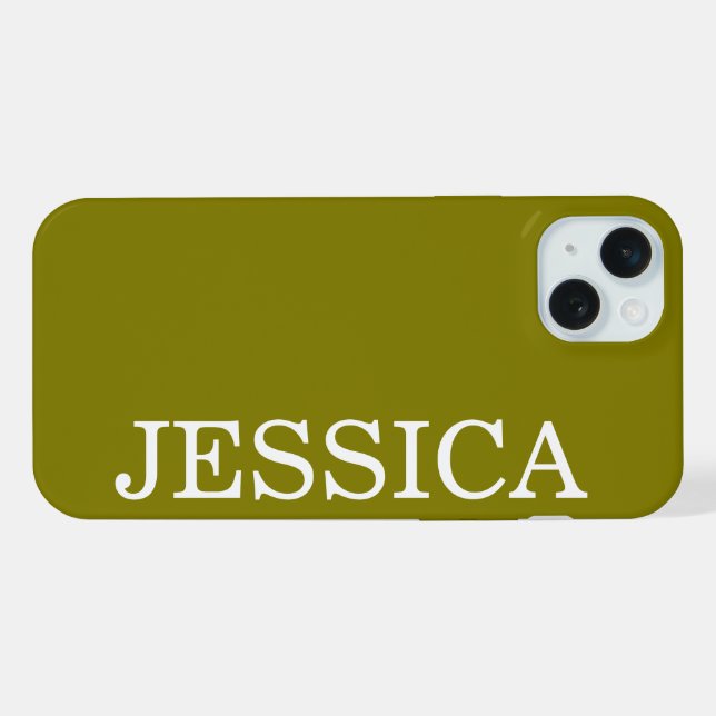 SIMPLE STYLISH CUSTOMIZED NAME MODERN OLIVE iPhone CASE (Back Horizontal)