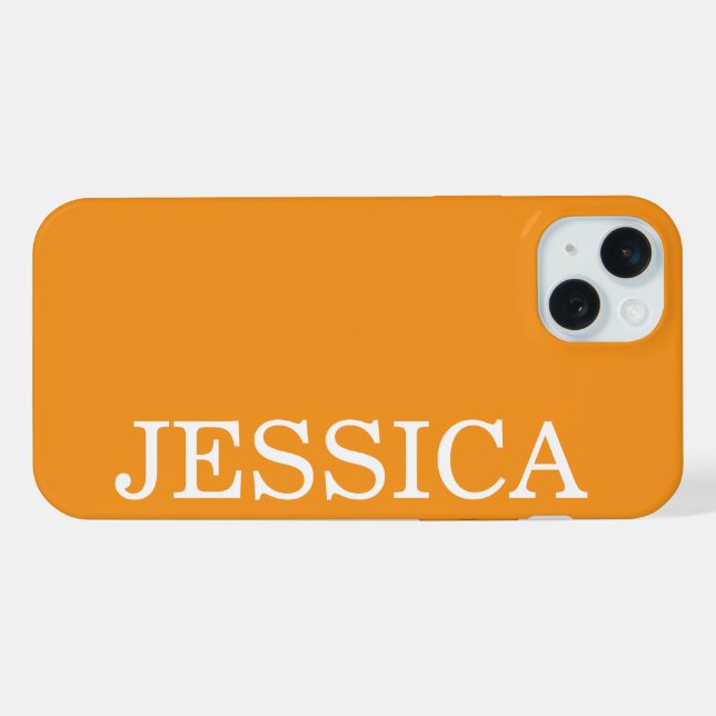 SIMPLE STYLISH CUSTOMIZED NAME MODERN ORANGE iPhone CASE (Back Horizontal)