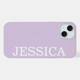 SIMPLE STYLISH CUSTOMIZED NAME MODERN PALE PURPLE iPhone 15 PLUS CASE