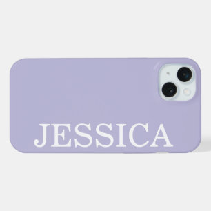 SIMPLE STYLISH CUSTOMIZED NAME MODERN PALE PURPLE iPhone 15 PLUS CASE