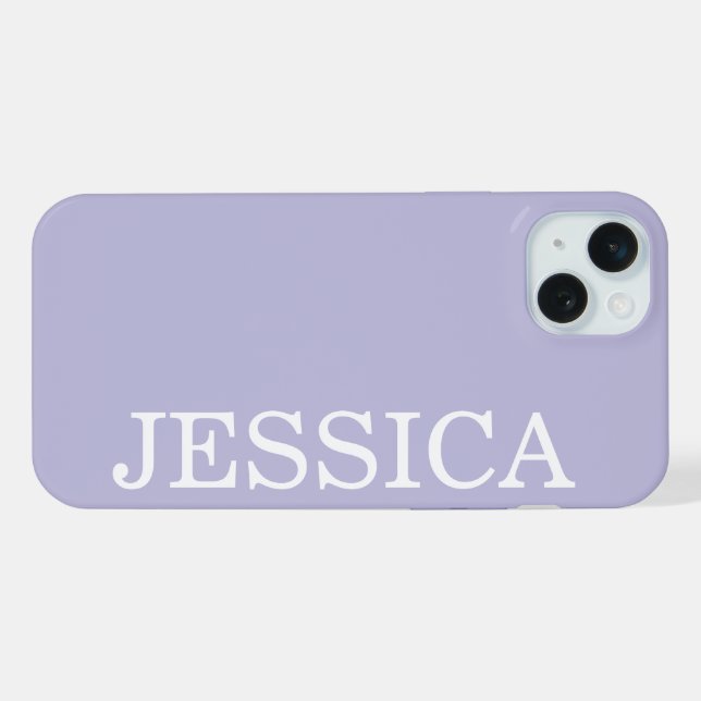 SIMPLE STYLISH CUSTOMIZED NAME MODERN PALE PURPLE iPhone CASE (Back Horizontal)