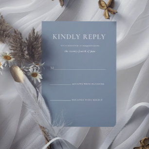 Simple Stylish Dusty Blue Monogram Formal Wedding RSVP Card