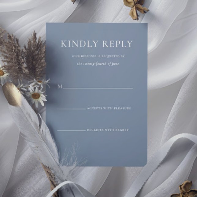 Simple Stylish Dusty Blue Monogram Formal Wedding RSVP Card (Simple Stylish Dusty Blue Monogram Formal Wedding RSVP Card)